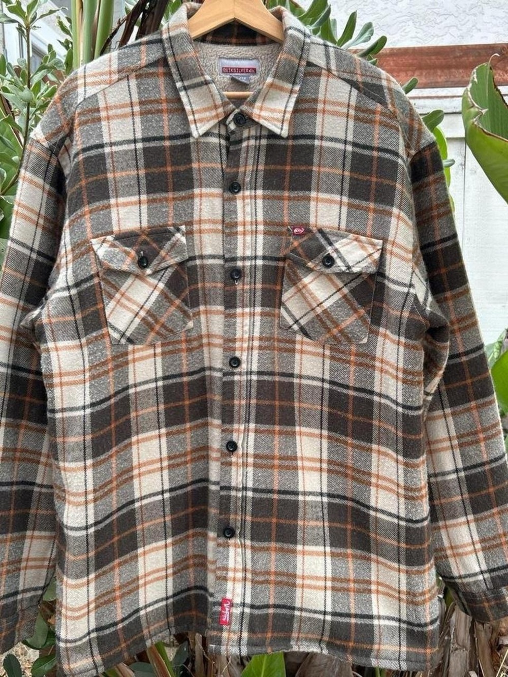 Vintage 2000s Quiksilver Sherpa Lined Plaid Flannel Jacket XL